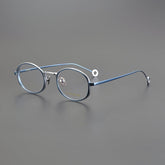 Eneti Vintage Oval Glasses Frame Round Frames Southood Blue silver